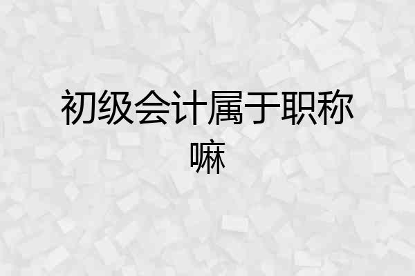初级会计属于职称嘛