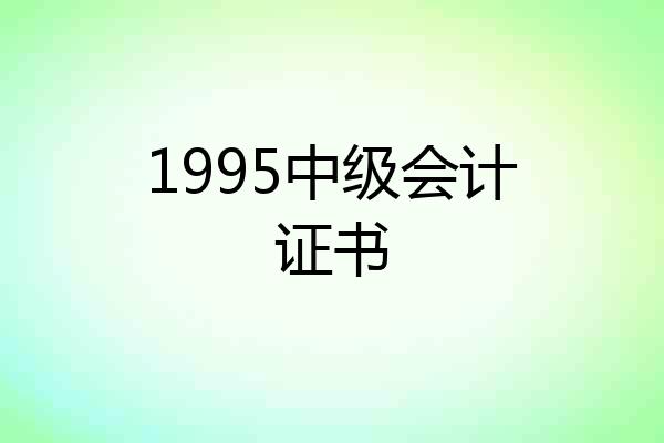 1995中级会计证书