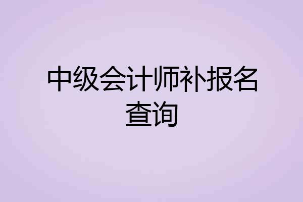 中级会计师补报名查询