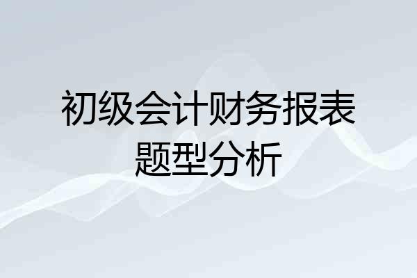 初级会计财务报表题型分析