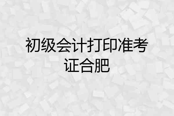 初级会计打印准考证合肥