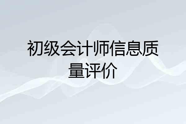 初级会计师信息质量评价