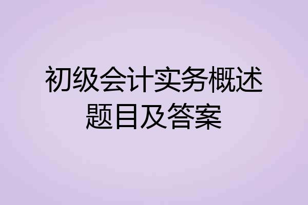 初级会计实务概述题目及答案