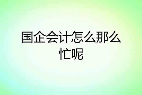 国企会计怎么那么忙呢