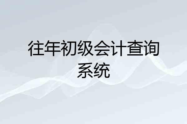 往年初级会计查询系统