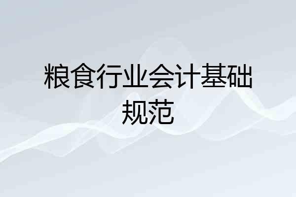 粮食行业会计基础规范