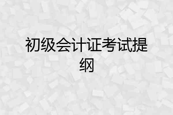 初级会计证考试提纲