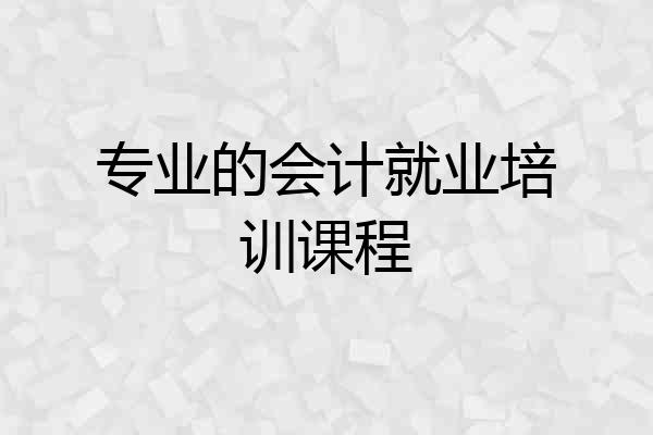 专业的会计就业培训课程