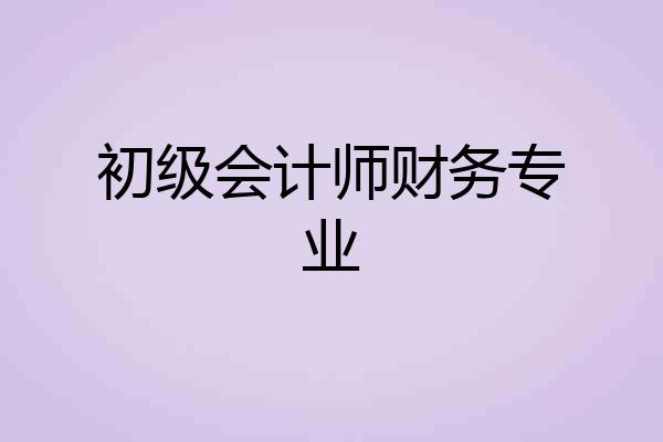 初级会计师财务专业
