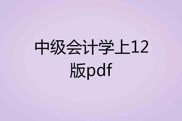 中级会计学上12版pdf