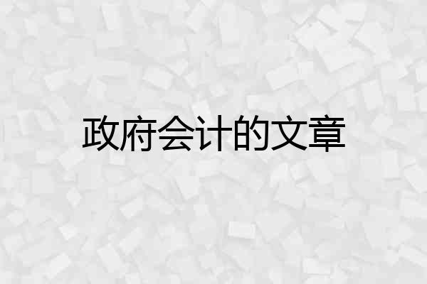 政府会计的文章