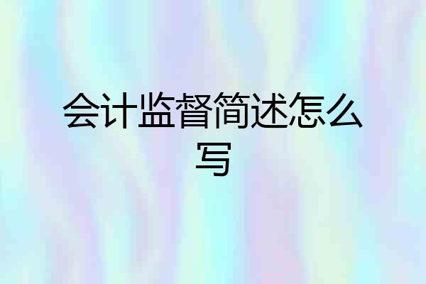 会计监督简述怎么写