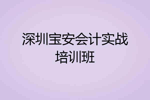 深圳宝安会计实战培训班