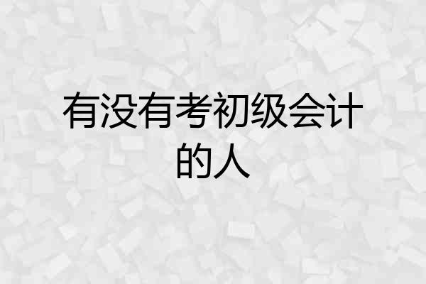 有没有考初级会计的人