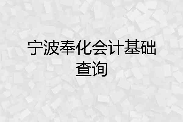 宁波奉化会计基础查询