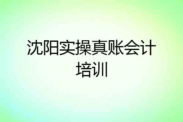 沈阳实操真账会计培训