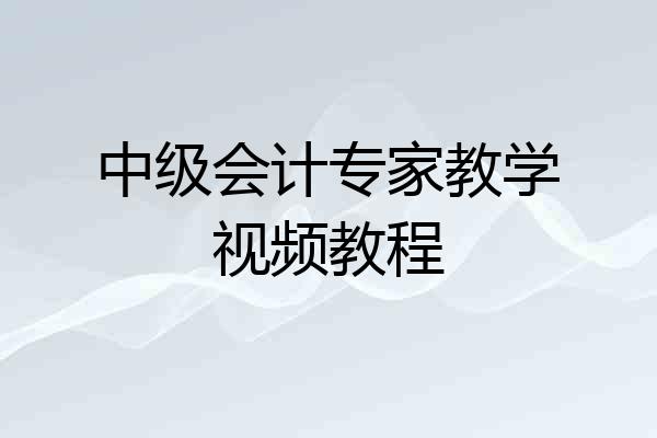 中级会计专家教学视频教程