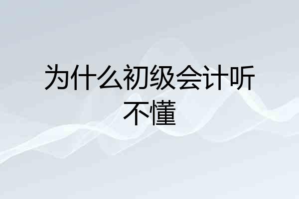 为什么初级会计听不懂