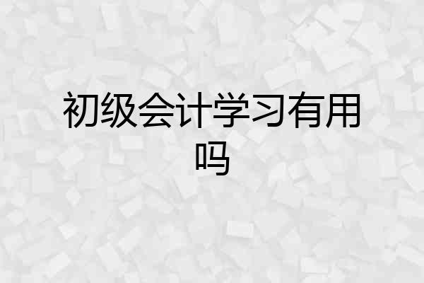 初级会计学习有用吗