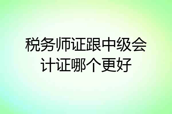 税务师证跟中级会计证哪个更好
