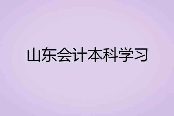 山东会计本科学习