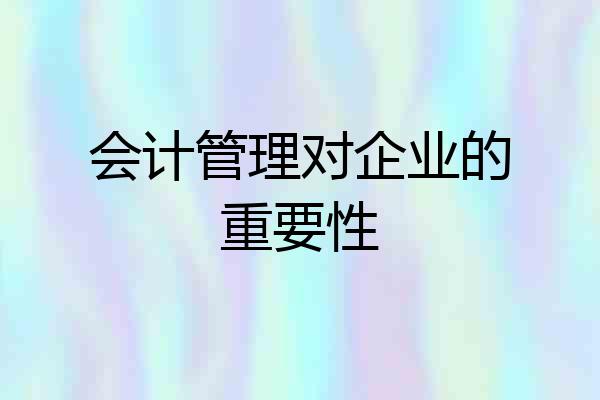 会计管理对企业的重要性