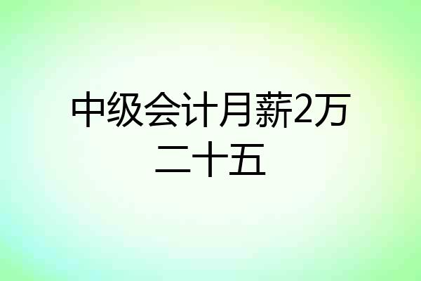 中级会计月薪2万二十五