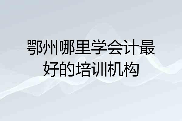 鄂州哪里学会计最好的培训机构