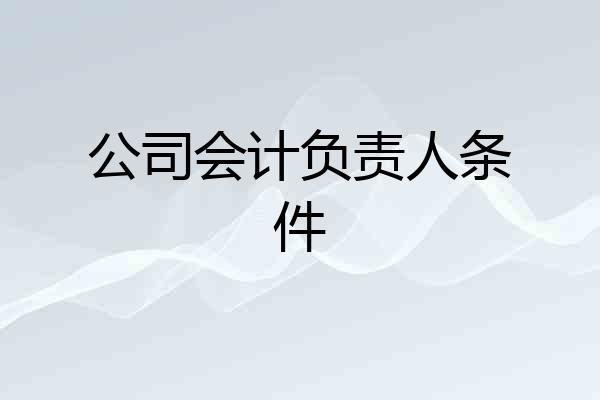 公司会计负责人条件