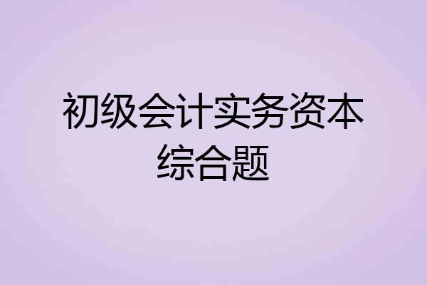 初级会计实务资本综合题