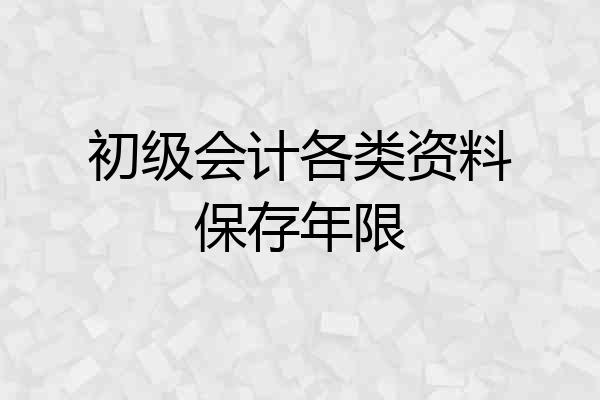 初级会计各类资料保存年限