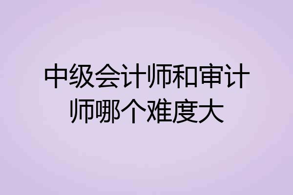 中级会计师和审计师哪个难度大