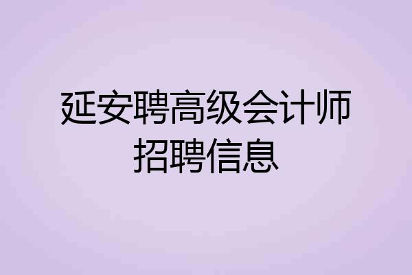 延安聘高级会计师招聘信息