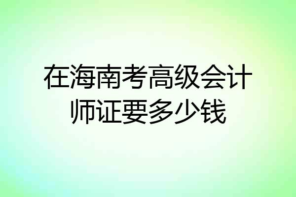 在海南考高级会计师证要多少钱
