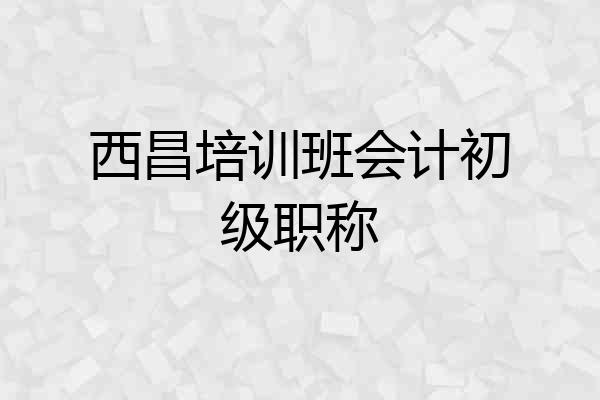 西昌培训班会计初级职称