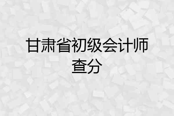 甘肃省初级会计师查分