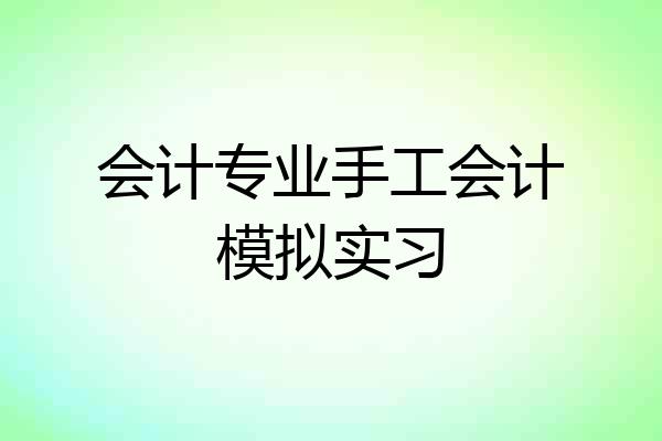 会计专业手工会计模拟实习