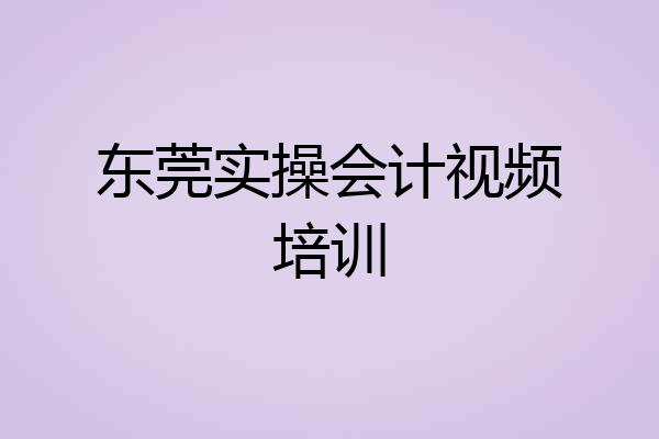 东莞实操会计视频培训