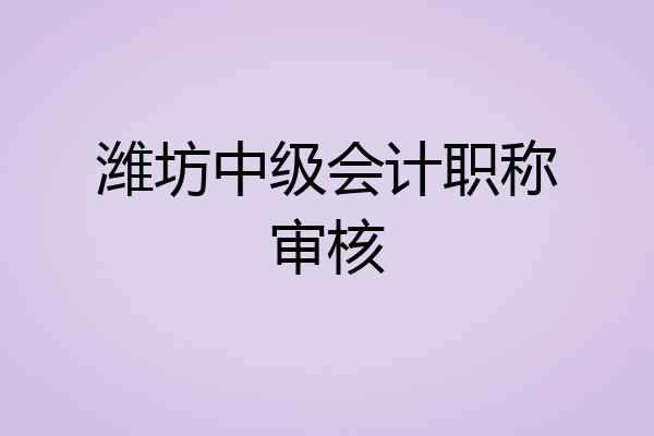 潍坊中级会计职称审核