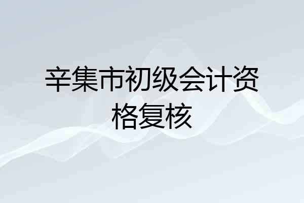 辛集市初级会计资格复核
