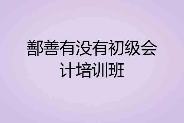 鄯善有没有初级会计培训班