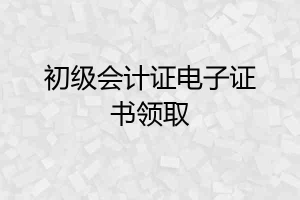 初级会计证电子证书领取