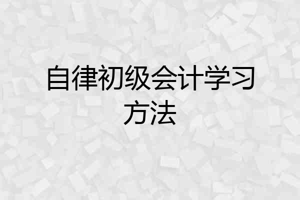 自律初级会计学习方法
