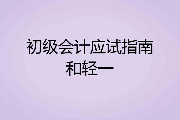 初级会计应试指南和轻一