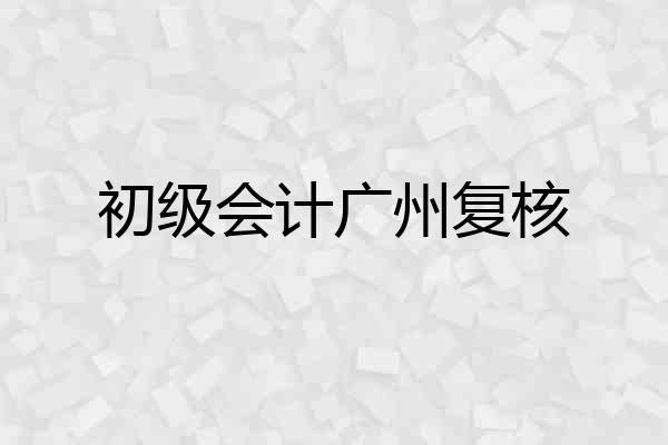 初级会计广州复核