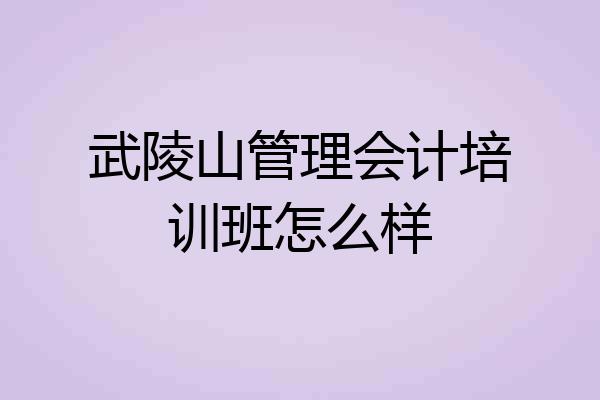 武陵山管理会计培训班怎么样