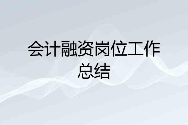 会计融资岗位工作总结