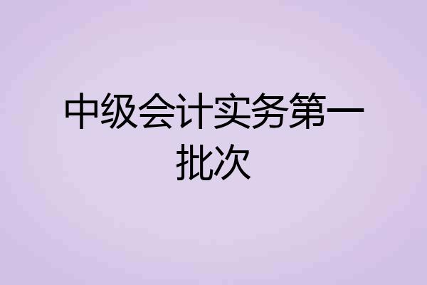 中级会计实务第一批次