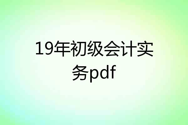 19年初级会计实务pdf