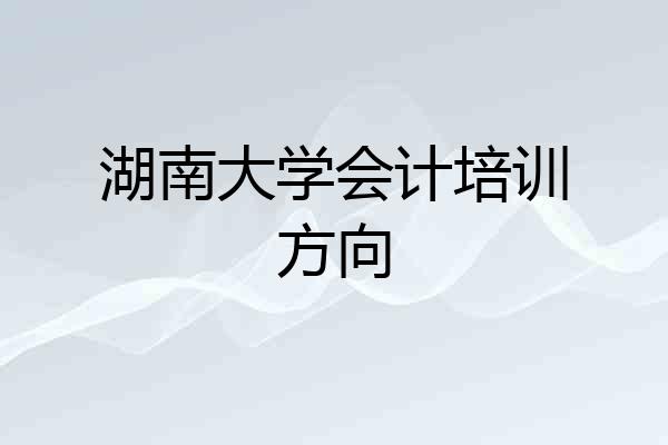 湖南大学会计培训方向